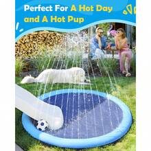 Dog Splash Pad, Large Dog Swimming Pool, Summer Outdoor Pet Water Play Mat, Non-Slip Durable Dog Water Fountain And Cooling Pad, Tear-Resistant Heavy Duty Summer Outdoor Water Fountain, Suitable For Giant Dog Breeds - Blue - View 4
