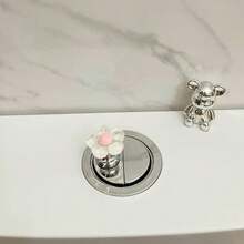 Cute Flower Toilet Flush Button, Creative Bathroom Water Tank Flush Switch For Long Nails Nail Art - B - View 4