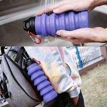 1 Silicone Foldable Sports Water Bottle, 16.91 Ounces Portable Outdoor Hiking Fitness Cup, Foldable. - 紫色 - 查看 10