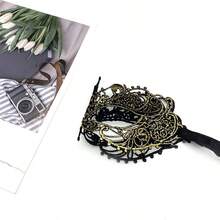 Adult Masquerade Mask, Rhinestone Satin Ribbon Style, Mysterious Fun Lace Mask, Couple Style, Men's And Women's Lace Headwear And Costume, Christmas Mask,Halloween - Black - View 10