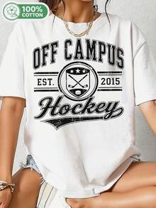 Vintage T-Shirt With Logo Of The Off-Campus Hockey Academy - T-Shirt For Fans .. - 白色 - 查看 1
