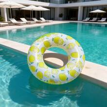 Adult Inflatable Swim Ring, Fruit Print Pool Float, Watermelon/Lemon/Lime/Orange/Kiwi/Dragon Fruit PVC Floating Ring - Checkered Lemon Swimming Ring - View 4