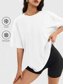 Speed Mate Women's Loose Fit Crew Neck Short Sleeve T-Shirt, Casual Shirt, Basic Tee Y2K 2024, Summer Sports-Vintage Street Style Unisex Crew Neck - 白色的 - 查看 1