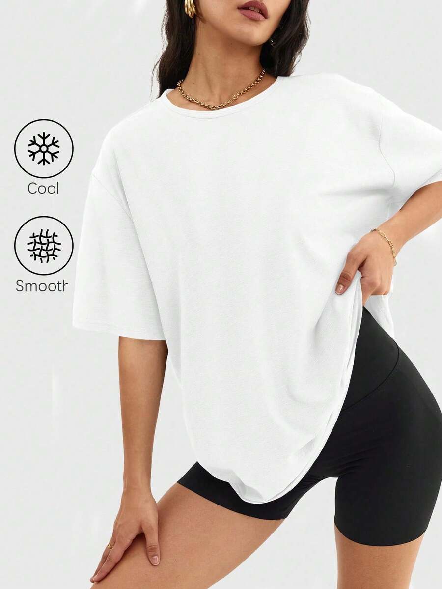 Speed Mate Women's Loose Fit Crew Neck Short Sleeve T-Shirt, Casual Shirt, Basic Tee Y2K 2024, Summer Sports-Vintage Street Style Unisex Crew Neck - 白色的 - 查看 1