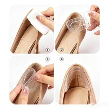 4 pares (almohadilla para antepié + almohadilla para talón) combinación, 2 en 1 unisex transparente antideslizante con masaje y absorción de impactos, almohadilla autoadhesiva para antepié, almohadilla autoadhesiva para talón de media talla con masaje granular invisible y cómoda - transparente - Ver 4
