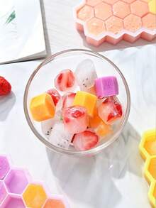 1pc Silicone 37-Cavity Honeycomb Ice Cube Tray, Creative Hexagonal Design Stackable Ice Tray, Suitable For Making Creative Ice Drinks And Summer Essential Beverages - Multicolor - View 12