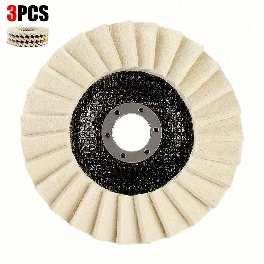 3pcs 4.5 Inch Felt Polishing Pads - 115mm, Suitable For Metal, Wood And Stone, Durable And Efficient, For Grinding Rusty Metal And Marble Countertops | Elastic Board | Durable Felt Polishing Pads - 4.5 Inches / 11.5 cm - View 1