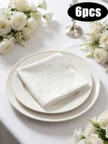 1-6pcs Premium White Polyester Cotton Jacquard Washable Reusable Dinner Napkins For Table Decor, Wedding, Party, Christmas, New Year And Daily Use - Multicolor - View 13