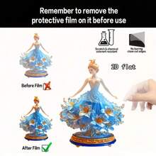 1pc 2D Flat Desktop Decoration, Ballet Girl Pattern With Floral Hem, Dance Theme Acrylic Stand - Unique And Creative Gift, Desktop Decor, Home Office Desk Display, Suitable For Holiday Celebration, Holiday Decoration - A - View 5