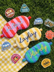 Takeoak 4 Packs Custom Name Striped Travel Set Passport Holder Eye Mask With Storage Bag Cute Stickers Personalized Gifts For Bride Wedding Couples Travel - Multicolor - View 6