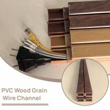 1pc 40cm/15.74in Open Installation PVC Wood Grain Cable Trunking, Open Installation Cable Concealment Decorative Open Cable Raceway, Flame Retardant Cable Floor - A - View 3