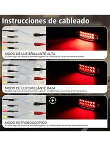 8pc Plafon Lateral Rectangular Pestaña Estrobo Focos 12-24v - rojo - Ver 3