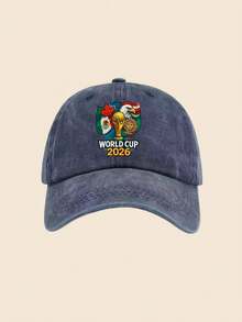 1pc 2026 World Cup US-Canada-Mexico Cartoon Washed Print Baseball Cap For Women, Baseball Cap For Outdoor Sun Protection For Men - Trophy - View 7