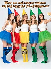 Colorful Puff Skirt Paired With Socks And A Dwarf Conical Hat Set, Suitable For Adult Costume Parties, Halloween, Christmas And Carnival Role-Playing. - Multicolor - View 5