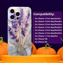 Stylish Lavender Flower Phone Cover Compatible with for  17 Through 11 Pro Max/Pro/Plus/Mini/Air and Galaxy S26/S25/S24 Plus/S23/S22/S21 Ultra, Featuring a Soft Shell That Is Shock-Resistant And Resistant to Yellowing, - Weiss - Übersicht 3