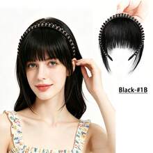 Bando Kepang dengan Lingkaran Rambut, Aksesori Rambut Gaya Baru dengan Poni Depan Berhiaskan Rhinestone, Lingkaran Rambut Kepang dengan Poni Udara, Potongan Ekstensi Rambut Serat Tahan Panas, Menutupi Uban di Dahi & Pelipis Secara Instan, Untuk Pemakaian Sehari-hari & Pesta - MultiWarna - View 11