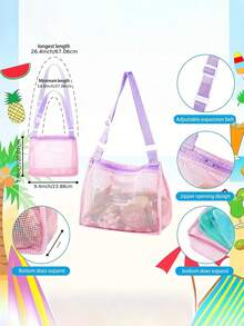 1pc Mesh Beach Bag Shell Storage Pouch, 20cmx24cm Beach Shell, Beach Play Wearable Storage Bag (Small Size) - Multicolor - View 2