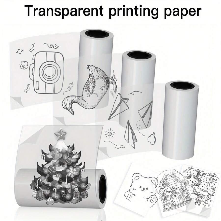 DayTransparent Self-Adhesive Thermal Paper Roll - 57mm X 2.5m, Compatible With Most Mini Printers | Create Receipts And Labels Without Batteries, Office Supplies, Clear Printing, Self-Adhesive Backing, Smooth Surface, Printers, Retail Stores