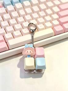 1pc Cute Keyboard Keycap Keychain Stress Relief Fidget Toy, Mechanical Keyboard Switch Tester, Key Ring, Desktop Decoration, Phone Charm, Creative Novelty Anti-Anxiety Bouncy Fidget Toy, Girls Toy, Suitable For Father's Day Gift, Graduation Season Gift, Back To School Small Gift - Multicolor - View 12