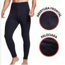 Men's Thermal Tights, Second Skin, Flannel Lining, Winter Comfort, Intense Cold, With Opening - 黑色 - 查看 6