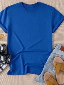 LA NOVIA Est. Women's T-Shirt With Engagement Ring Print "06 Future Bride", For Bachelorette Party, Wedding Preparation, Simple And Elegant, Short Sleeve, Casual For Daily Wear - 藍色 - 查看 2