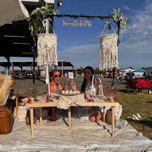 1-Piece Bohemian Style Table, Low Table, Beach Table, Picnic Table, Wooden Table, Folding Table, Car Picnic Table, Outdoor Camping Folding Table, Equipped With 6 Table Legs, Easy To Carry. - Champagne - View 3