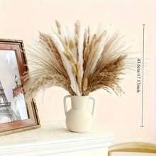 25/50/100/200pcs - Artificial Pampas Grass Mixed Bouquet, Artificial Reed, Artificial Reed Grass, High Fluffy Artificial Fake Flowers, Bedroom Decor, Bohemian Style Decor, Reed Grass Vase Filler, Farmhouse Home Wedding Decor, Reed Grass Vase, Suitable For Living Room, Bedroom, Kitchen, Decorative Gift, Birthday Graduation, Autumn Decor, Autumn - Brown 3 - View 2