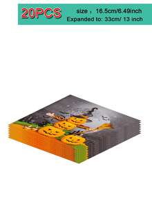 80/60/50/40pcs Halloween Paper Plates And Napkins Set, Disposable Dessert Plates And Napkins, Halloween Theme Birthday Party Decorations, Serves 10 People (Pumpkin Design) - Multicolor - View 14