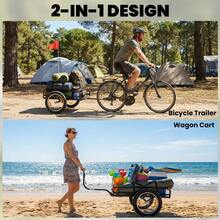2-In-1 Bike Cargo Trailer & Wagon Cart, Multi-Use Bicycle Trailer With Quick Release 16" Pneumatic Wheels, Kickstand-XY806220 - B71-083V00BK - View 4