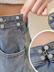 8pcs Round Waist Cinching Clips, Suitable For Jeans, Skirts, Pants, Collars, Unisex, High-Quality Metal Material, Durable, Quick Adjustment Without Tools, Metal Anti-Slip Brooch, Fashionable Detachable Pant Clips, Travel Essential, Gift For Mom - Multicolor - View 3
