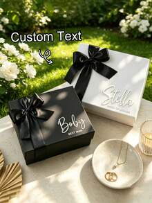 1pc Customized Name Gift Box, Personalized Text Luxury Gift Box With Ribbon, Magnetic Closure Bridesmaid/Wedding Proposal Box, Empty Gift Box - Multicolor - View 6