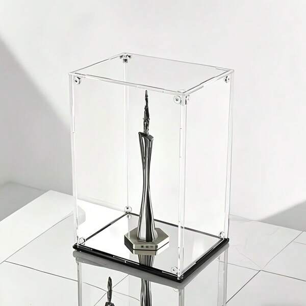 1PC Transparent Acrylic Display Box With Mirror Reflective Base, Clear And Transparent Without Visual Distortion, Thickened Mirror Reflective Bottom Plate Enhances Display Dimensionality, Fully Enclosed Dust-Proof Structure Isolates Dust, Reduces Frequent Cleaning Workload For Figurines, S/M/L Multiple Sizes Freely Stackable To Create Staggered Tiered Layout And Avoid Monotonous Display