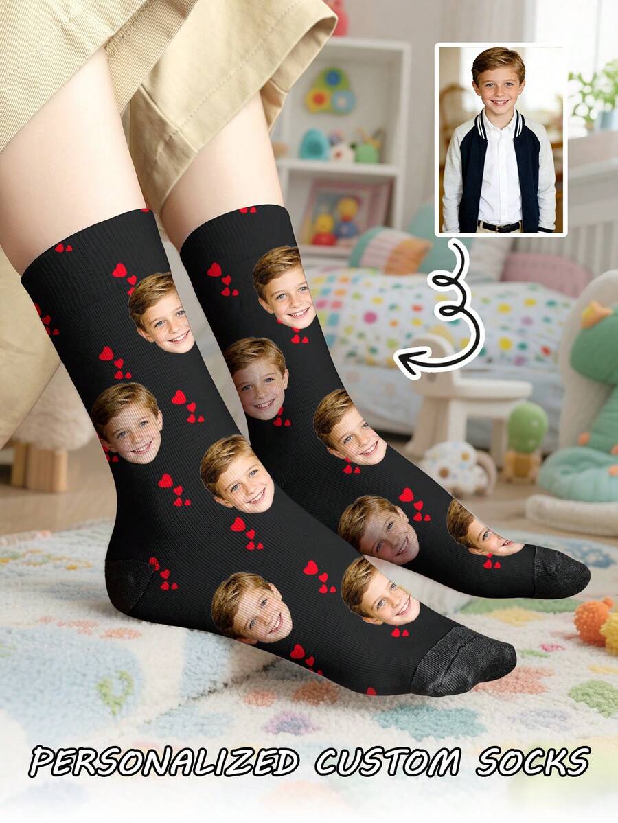 Calcetines de media caña con patrón personalizado para niños, adecuados para regalos - Multicolor - Ver 1