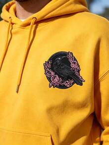 1pc Dark Crow Floral Iron-On Embroidery Patch - Gothic Halloween Embroidered Crow Applique, Suitable For Holes, Clothes, Jeans, Hats, Backpacks, Etc. - A - View 4