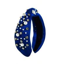 1pc Pearl & Rhinestone Decorated Knotted Headband, Solid Color Fabric Headband, Elegant Non-Slip Women's Daily & Party Hair Accessory - View 14