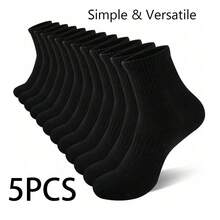 5/10/20 Pcs Men's/Women's Casual Socks Home Socks Couple Socks Available In Black 168Ribbed Knit Comfortable Fit Suitable For All Seasons - 黑色 - 查看 10