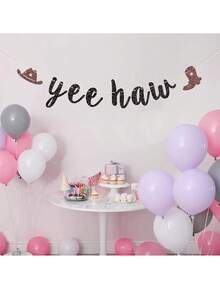 1 Set, Pancarta de Letras DIY con Brillo Yeehaw, Decoraciones de Fiesta de Vaquera Occidental con Recortes de Sombrero de Vaquero y Botas, Pancarta de Banderines con Tema de Vaquero, Para Fiesta de Cumpleaños con Tema Occidental, Suministros de Fiesta Campestre, Pancarta de Fiesta de Vaquero Occidental Yeehaw - Ver 4