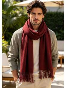 Women's Scarves Casual, Suitable For Winter And Autumn - Burgundy - View 5