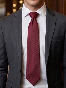 1pc Men's Knotless Elastic Adjustable Slim Tie, Quality Fashion Wedding Party Necktie - Red - View 11