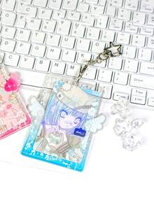 1pc Ins Cute Star Gradient Wings Acrylic Card Holder 3-Inch ID Photo Sleeve Pendant For Student Celebrity Fan Collectible Cards - Wing - View 5