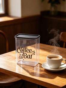 Transparent Coffee Bar Storage Canister, Coffee Bar Print, Airtight Food Container, Suitable For Storing Coffee, Tea And Pantry Storage, Kitchen Decor, Also A Perfect Gift For Coffee Lovers And Family - Multicolor - View 8