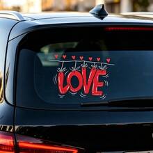 Kreative herzförmige Autoaufkleber, personalisierte Rückspiegel-Dekorationen in Rot und Schwarz, einzigartige und besondere dekorative Aufkleber für Rückspiegel. - A - Übersicht 1