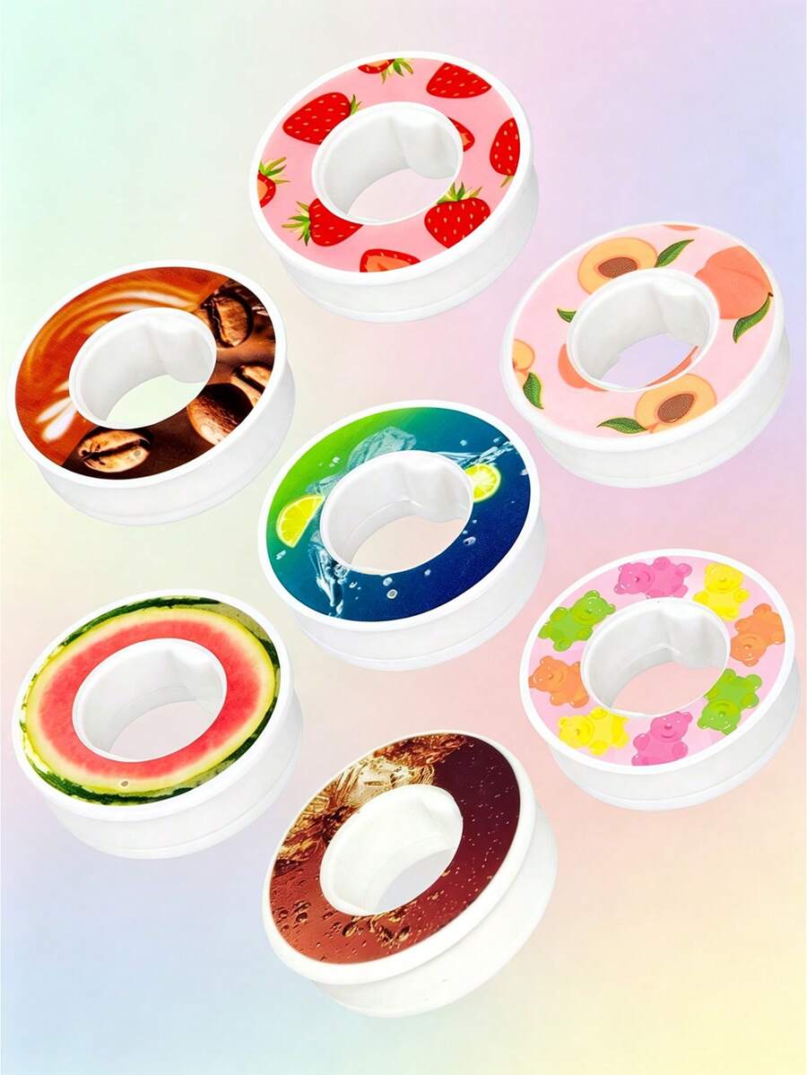 圓形風味香氛環,無添加糖,零卡路里,趣味杯子配件,水果口味香料,無需電力,適合運動、戶外、派對用品 - 彩色 - 查看 1