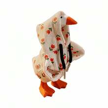7 Inch Desk Goose Outfit Floral Print/Frog Ears Decor Hooded Sweatshirt For Indoor Tabletop Decor - White - View 6