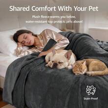 - Manta impermeable para perros medianos y grandes, manta lavable para sof, proteccin de muebles, 50x 60 pulgadas, manta reversible de franela Sherpa a prueba de lquidos, color gris - Gris + 50" x 60" - Ver 3