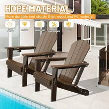 Adirondack Chairs Set Of 2, Plastic Adirondack Chair, Adirondack Chairs, HDPE Adirondack Chair, Folding Adirondack Chairs, Outdoor Chairs With Cup Holder For Lawn Patio Deck Fire Pit -Brown-XY909421 - Default - View 6