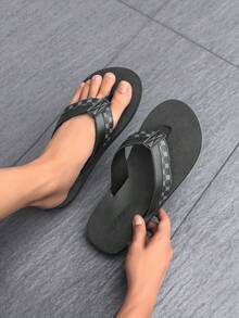 HISQIM Men's Yoga Mat Flip-Flops With Arch Support And Comfortable Cushioning, Suitable For Both Indoor And Outdoor Use. - Black - View 5