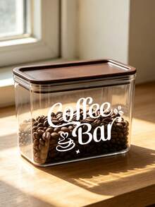 Transparent Coffee Bar Storage Canister, Coffee Bar Print, Airtight Food Container, Suitable For Storing Coffee, Tea And Pantry Storage, Kitchen Decor, Also A Perfect Gift For Coffee Lovers And Family - Multicolor - View 5