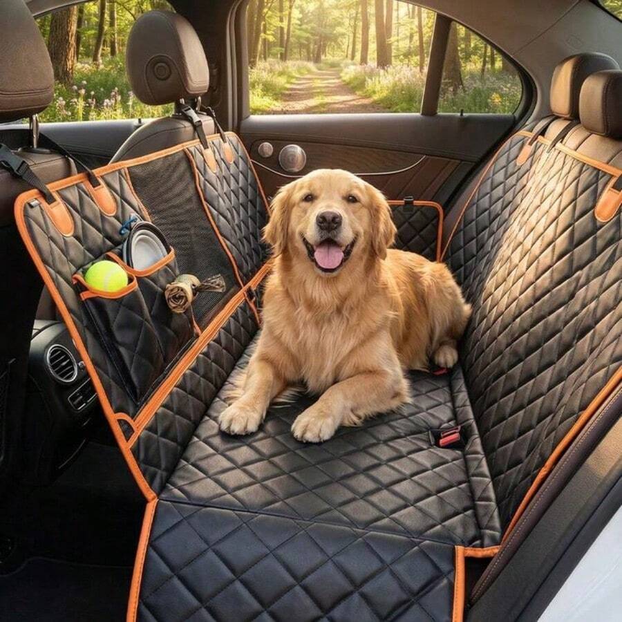 Almofada de Assento de Carro para Animais de 3 em 1, Tapete Traseiro de Carro Multifuncional Anti-Sujeira para Cães e Gatos - Preto - Visão 1