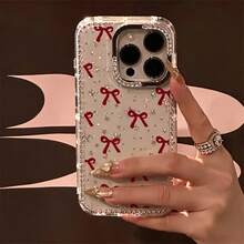 1件裝可愛星星元素蝴蝶結彩繪透明防震高級手機殼，適用於 iPhone 17 17 Pro 17 Pro Max 16/15/XR/16 Pro Max/13 Pro Max/14 Pro Max/13/14/11/12/14，時尚加厚保護殼，春季復活節禮物 - 透明3 - 查看 2